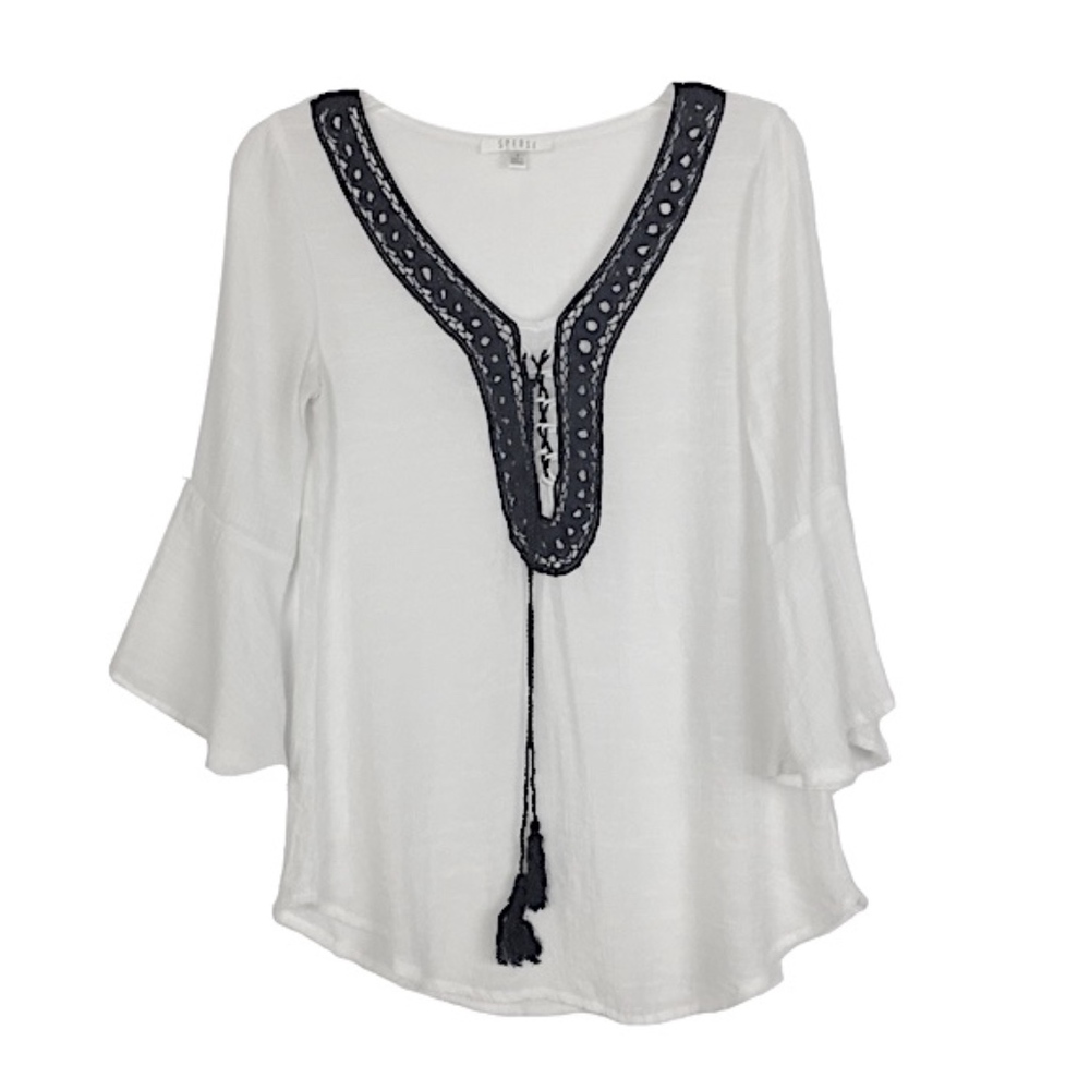 Spence | Lace Tie Up Tassel Boho Tunic